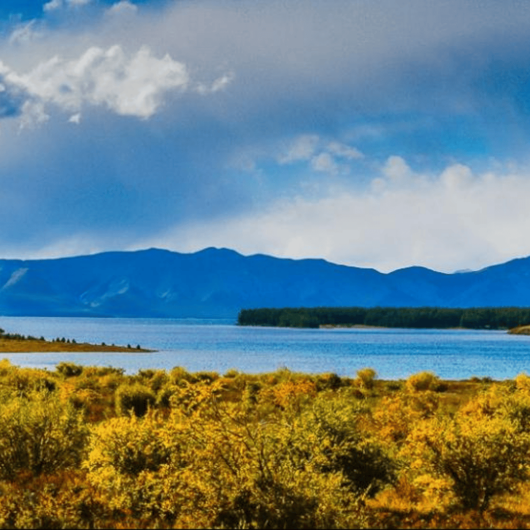 Horidol Saridag Mountains and Darkhad Valley landscape near Lake Khovsgol in Mongolia with scenic lake and grassland during Mongolia travel